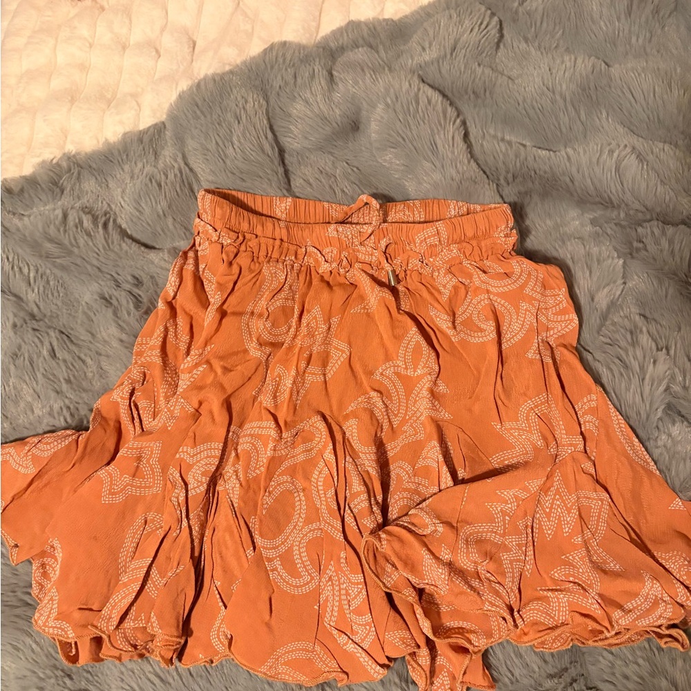 Chic Orange A-Line Skirt with Pattern